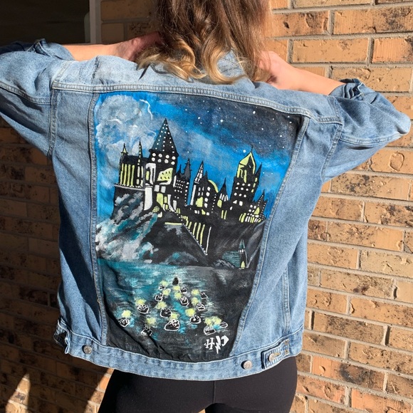 Harry Potter Jackets & Blazers - Harry Potter Custom Painted Denim Jacket Sz S